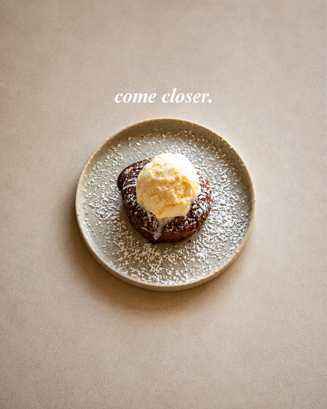 Warm chocolate lava cake with vanilla ice cream at Tavia